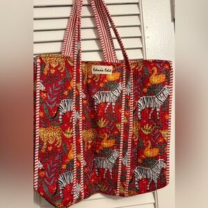Red Animal Print Tote Bag